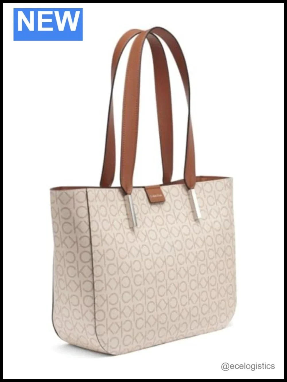 Calvin Klein Women's Audrey East West Tote Handbag - Textured PVC Satchel